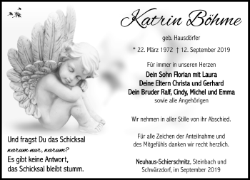 Traueranzeige von Katrin Böhme von Südthüringer Presse