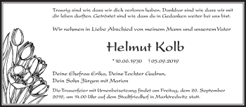 Traueranzeige von Helmut Kolb von Frankenpost