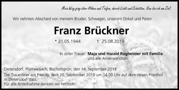 Traueranzeige von Franz Brückner von Neue Presse Coburg