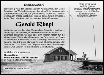 Traueranzeige von Gerald Rimpl von Südthüringer Presse