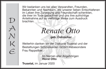 Traueranzeige von Renate Otto von Südthüringer Presse
