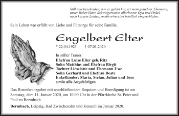 Traueranzeige von Engelbert Elter von Südthüringer Presse
