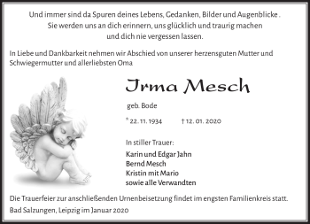 Traueranzeige von Irma Mensch von Südthüringer Presse