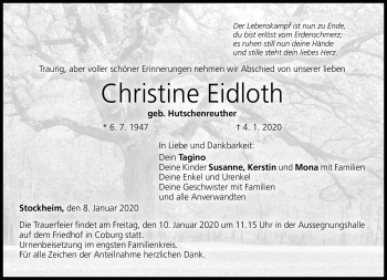 Traueranzeige von Christine Edloth von Neue Presse Coburg