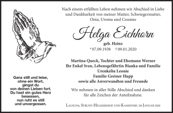 Traueranzeige von Helga Eichhorn von Südthüringer Presse