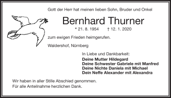 Traueranzeige von Bernhard Thurner von Frankenpost