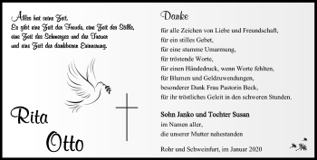 Traueranzeige von Rita Otto von Südthüringer Presse