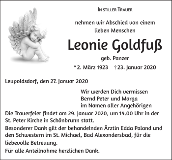 Traueranzeige von Leonie Goldfuß von Frankenpost