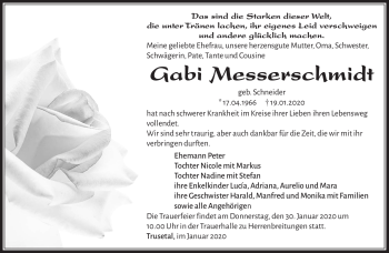 Traueranzeige von Gabi Messerschmidt von Südthüringer Presse