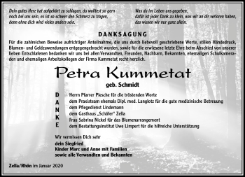 Traueranzeige von Petra Kummetat von Südthüringer Presse