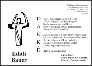 Traueranzeige von Edith Bauer von Frankenpost