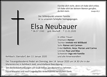 Traueranzeige von Elsa Neubauer von Neue Presse Coburg