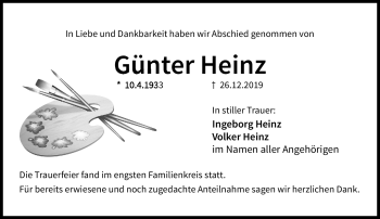 Traueranzeige von Günter Heinz von Neue Presse Coburg