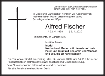 Traueranzeige von Alfred Fischer von Frankenpost