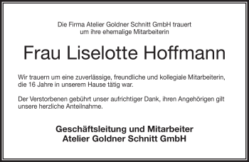 Traueranzeige von Liselotte Hoffmann von Frankenpost