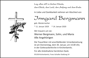 Traueranzeige von Irmgard Bergmann von Frankenpost