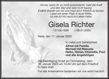 Traueranzeige von Gisela Richter von Frankenpost