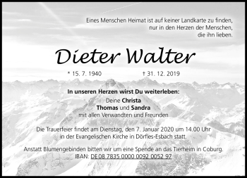 Traueranzeige von Dieter Walter von Neue Presse Coburg