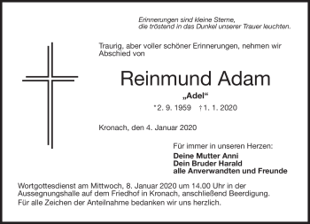 Traueranzeige von Reinmund Adam von Neue Presse Coburg