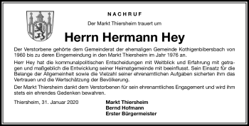 Traueranzeige von Hermann Hey von Frankenpost