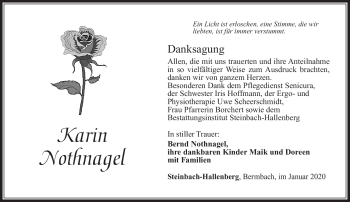 Traueranzeige von Karin Nothnagel von Südthüringer Presse