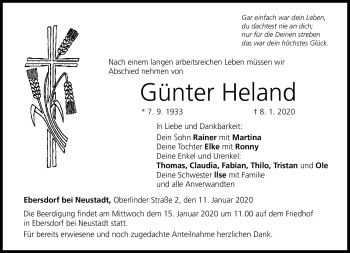 Traueranzeige von Günter Heland von Neue Presse Coburg