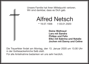 Traueranzeige von Alfredq Netsch von Frankenpost