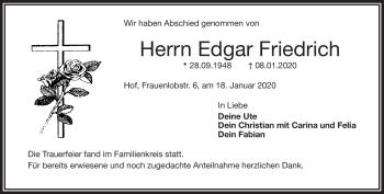 Traueranzeige von Edgar Friedrich von Frankenpost