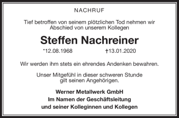 Traueranzeige von Steffen Nachreiner von Südthüringer Presse