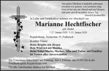 Traueranzeige von Marianne Hechtfischer von Frankenpost