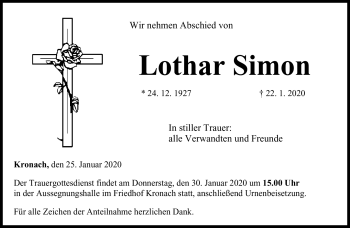 Traueranzeige von Lothar Simon von Neue Presse Coburg