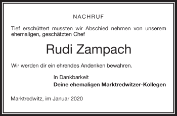 Traueranzeige von Rudi Zampach von Frankenpost