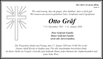 Traueranzeige von Otto Gräf von Frankenpost