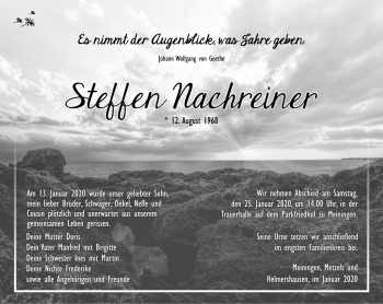 Traueranzeige von Steffen Nachreiner von Südthüringer Presse