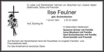 Traueranzeige von Ilse Feulner von Frankenpost