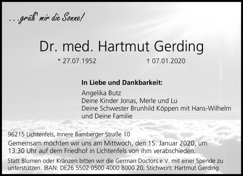  Traueranzeige für Hartmut Gerding vom 11.01.2020 aus Neue Presse Coburg