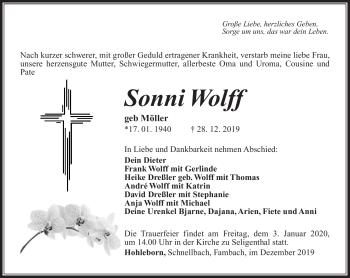 Traueranzeige von Sonni Wolf von Südthüringer Presse