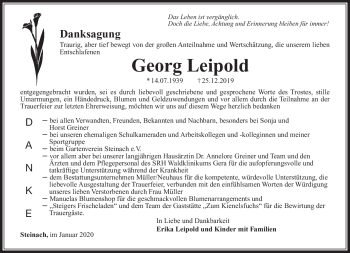 Traueranzeige von Georg Leipold von Südthüringer Presse