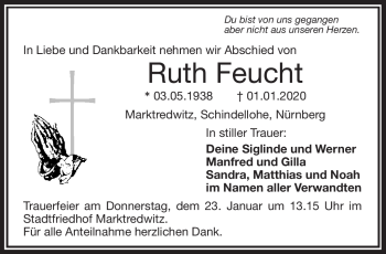 Traueranzeige von Ruth Feucht von Frankenpost