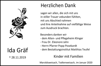 Traueranzeige von Ida Gräf von Neue Presse Coburg