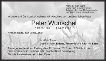 Traueranzeige von Peter Wunschel von Frankenpost