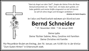 Traueranzeige von Bernd Schneider von Frankenpost