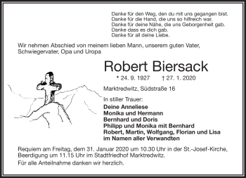 Traueranzeige von Robert Biersack von Frankenpost