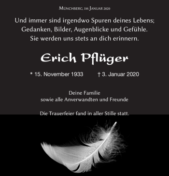 Traueranzeige von Erich Pflüger von Frankenpost