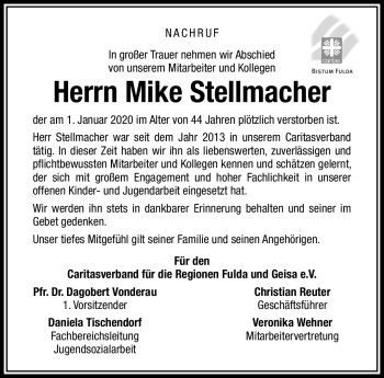 Traueranzeige von Mike Stellmacher von Südthüringer Presse
