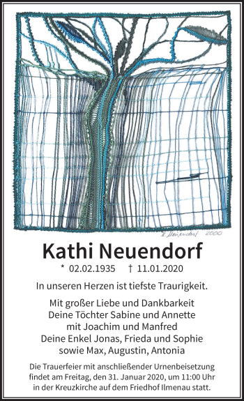 Traueranzeige von Kathi Neuendorf von Südthüringer Presse