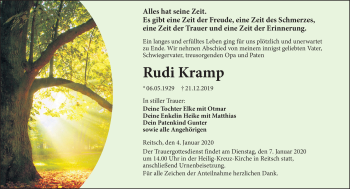 Traueranzeige von Rudi Kramp von Neue Presse Coburg