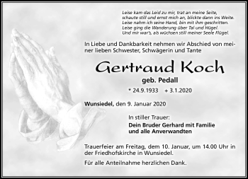 Traueranzeige von Gertraud Koch von Frankenpost
