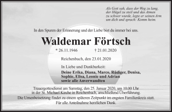 Traueranzeige von Waldemar Förtsch von Neue Presse Coburg