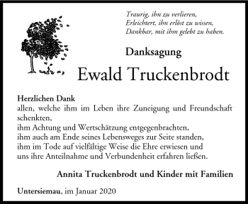 Traueranzeige von Ewald Truckenbrodt von Neue Presse Coburg